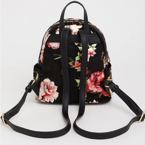 Floral mini faux suede foil accent backpack - Picture 3 of 7
